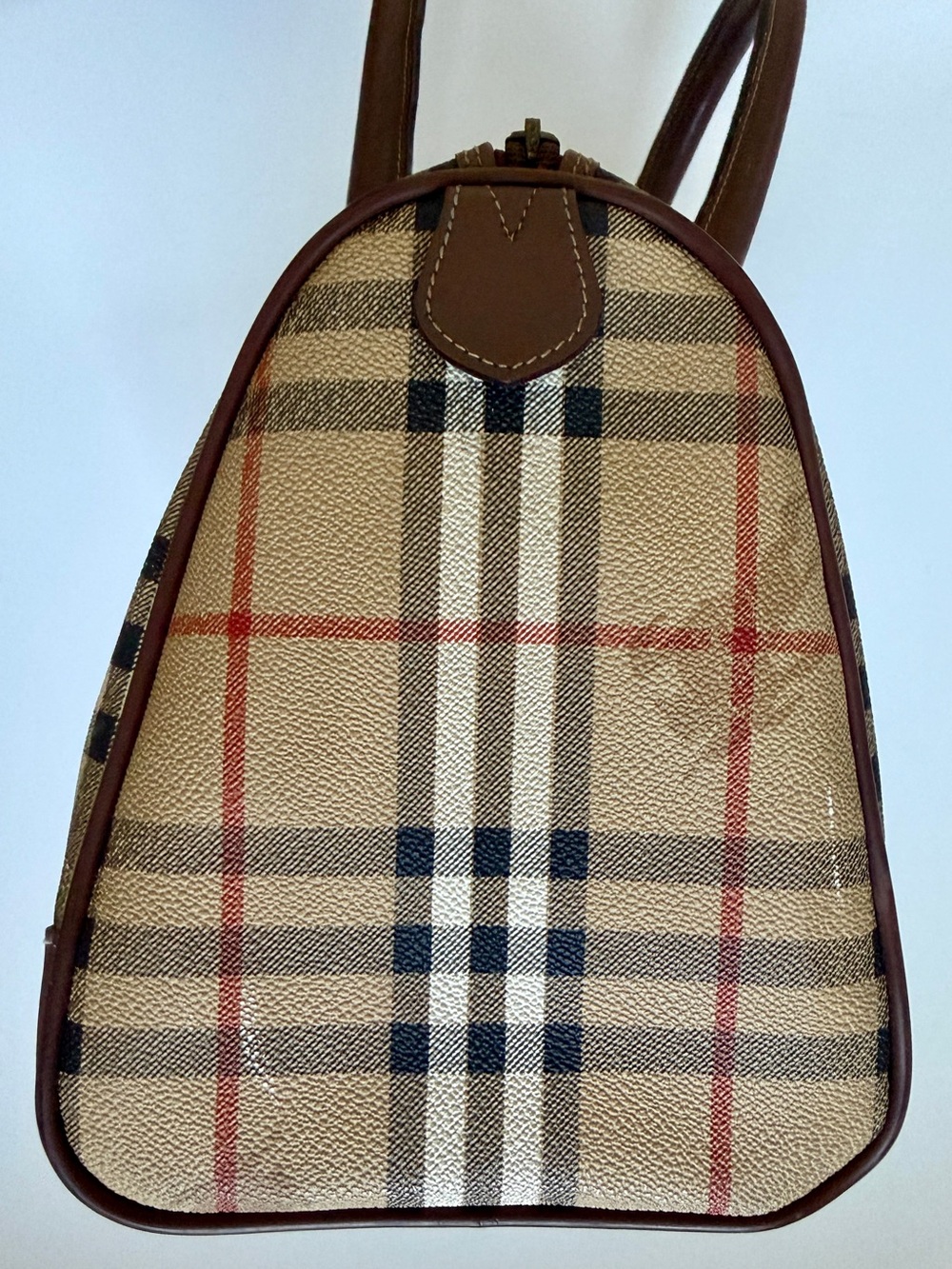 Authentic Vintage 80s / 90s Burberrys London Nova Check Boston Satchel Bag - Picture 7 of 14